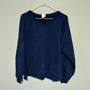 Hanes Dark Blue V-Neck Top women’s size XL